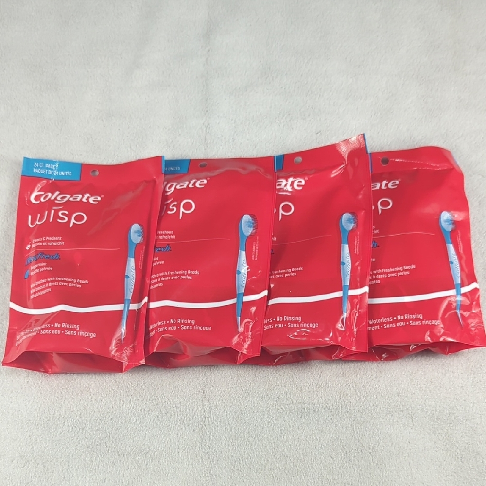 NEW Lot Of 4 Colgate Wisp Disposable Toothbrushes 24ct Packs